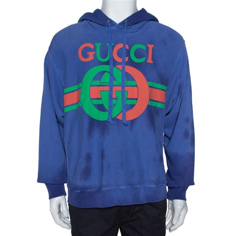 pullover gucci blu|gucci distressed hoodie.